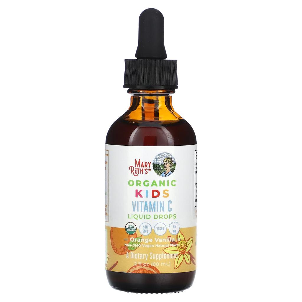 MaryRuth's, Bio-Vitamin-C-Tropfen für Kinder, Alter 4–13, Orange-Vanille, 2 fl oz (60 ml)