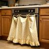 Oven Curtain, with Tie-Down Straps, Vintage Style, Easy Fastening Farmhouse Oven Door Ruffled Stove Skirt Curtain for Kitchen