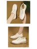 Women's Fleece-Lined White Leather Sneakers: Warm Winter Fashion - Soft Upper & Casual Style for Middle-Aged and Elderly.