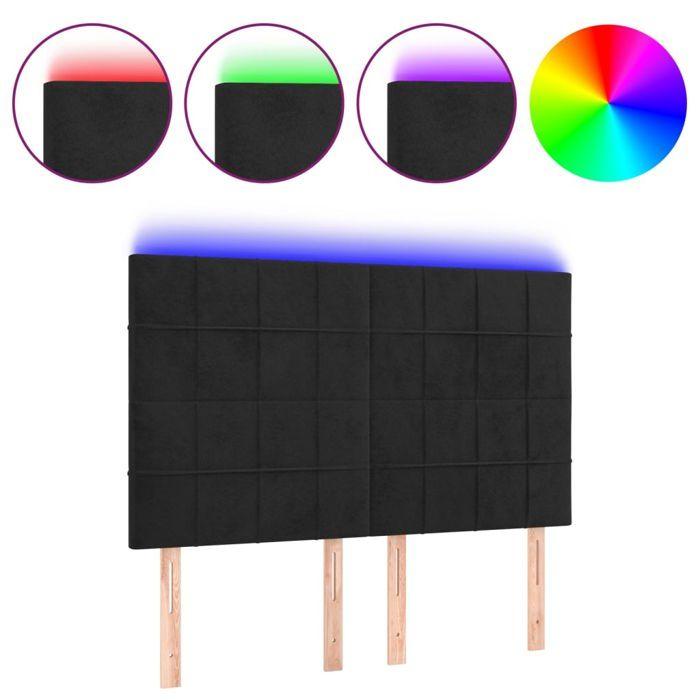VidaXL Tête de Lit à LED Meuble de Chambre à Coucher Accessoire de Lit Double Tête de Cadre de Lit Intérieur Noir 3122474