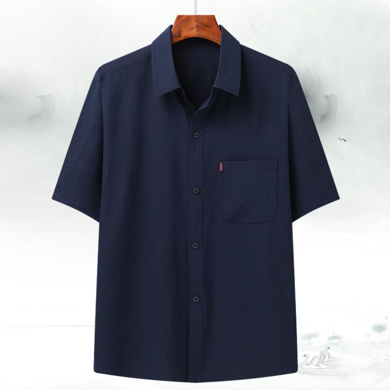 Ice Silk Short-Sleeve Summer Shirt for Middle-Aged and Elderly Men