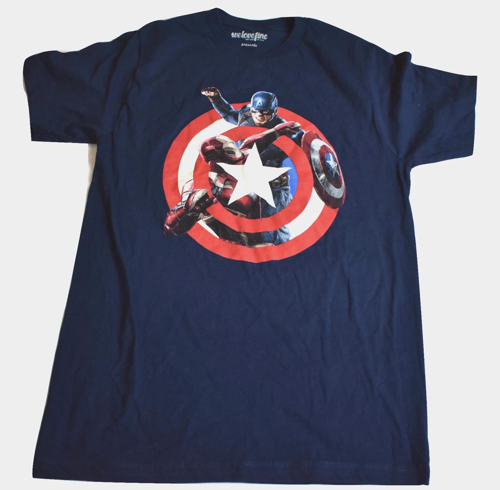 Marvel Mens Civil War II Captain America vs Iron Man Movie Print Shirt New Small M