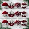 12PCS Christmas Ball Ornaments Glittering Red Green Decorative Ball Christmas Tree Ornaments for Home Wall Living Room House