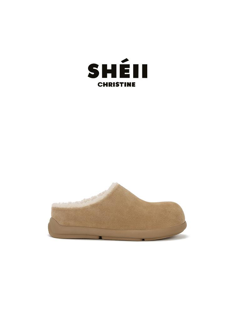 [FanGui] Wool small potatoes~ Baotou inner height increase Birkenstock fluffy slippers women's loafers cotton shoes