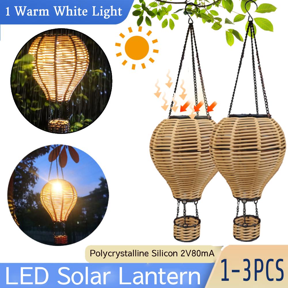 LED Solar Lantern Warm White Light Hot Air Balloon Solar Lantern Hanging 2V 80mA Waterproof for Lanterns Garden Patio Yard Party