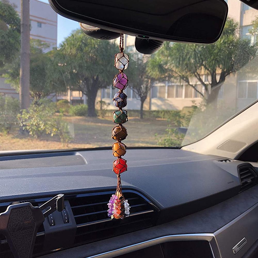7 Chakras Synthetic Crystal Hanging Ornament Mysterious Charming Car Hanging Pendant Handmade Natural Stone Ornaments