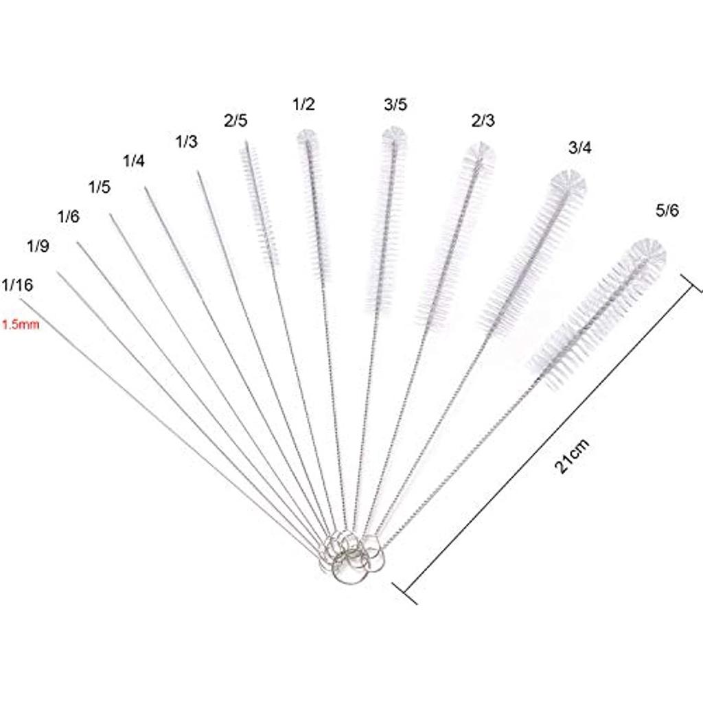 Bottle Brush, 12Pcs Cleaning Brush Set Multipurpose Pipe Bottle Brush, Keyboard, Test Tube, Kettle Mouth, Sink, Bottles, Coffee Machine (White)