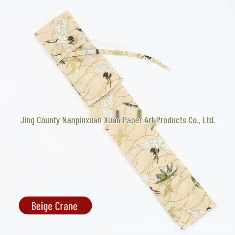 Ancient-Style Chinese Folding Fan with Su Gong Brocade Linen Cover and Drawstring Clasp