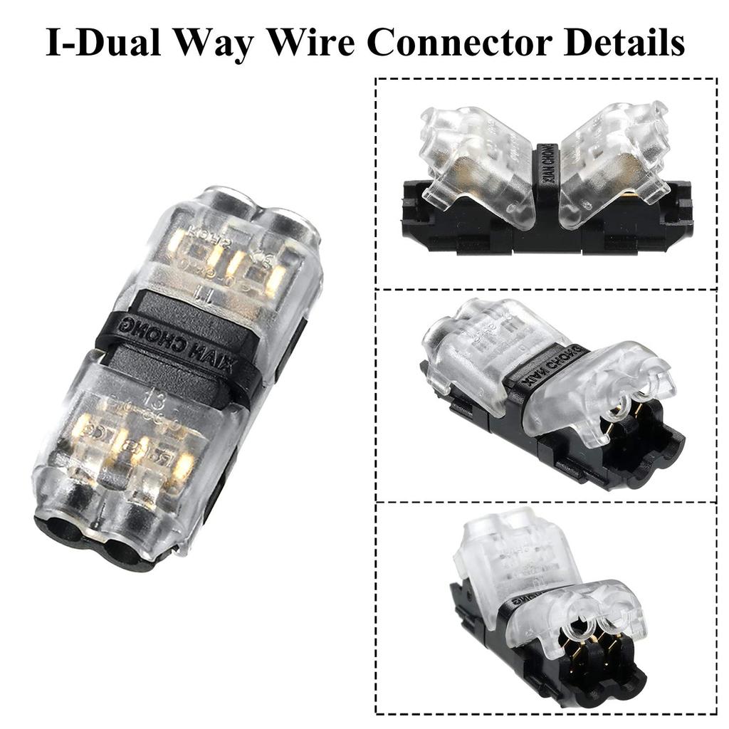 Frienda 15 Pieces Low Voltage I Tap Wire Connectors 2 Pin 2 Way Universal Compact I Shape Terminals Without Wire Stripping Requirement Quick Toolless