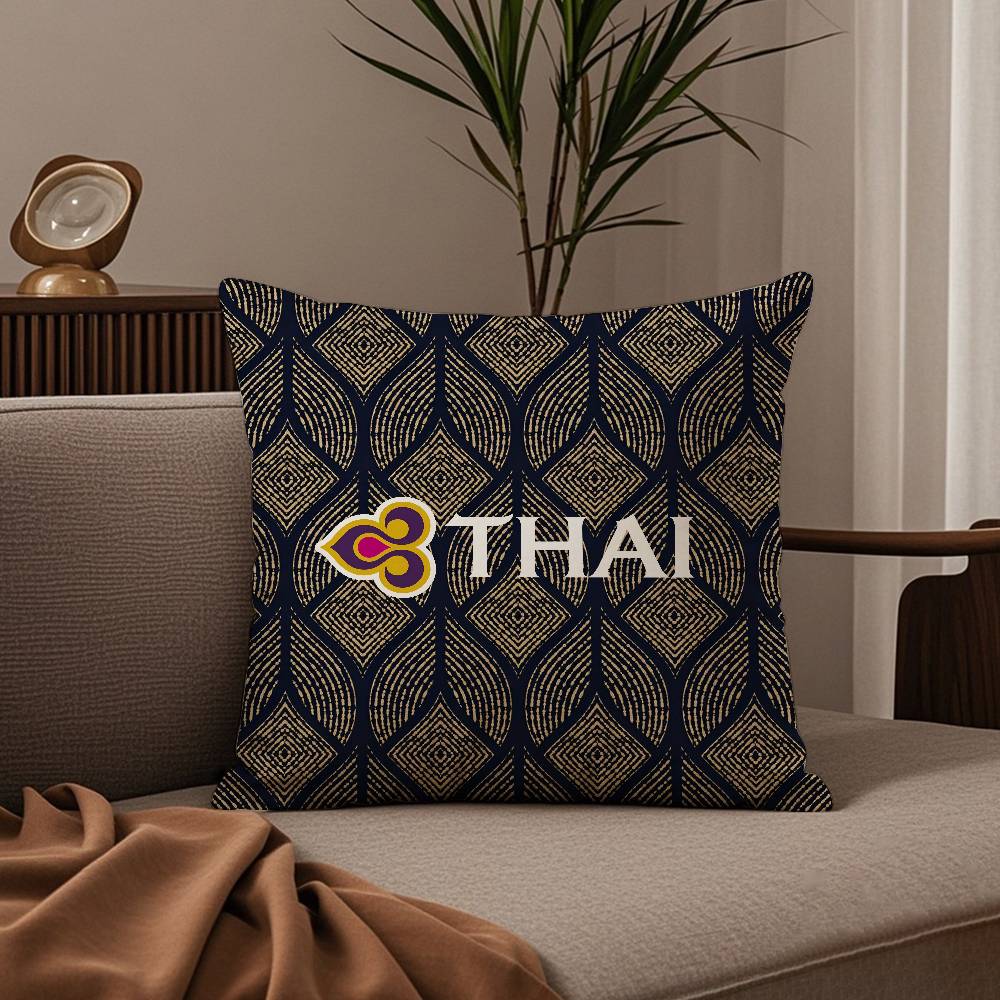 Thai Airways International Pillow Case Comfort Sofa Bed Silky Elegant Invisible Zipper Custom Decorative Cushion Cover