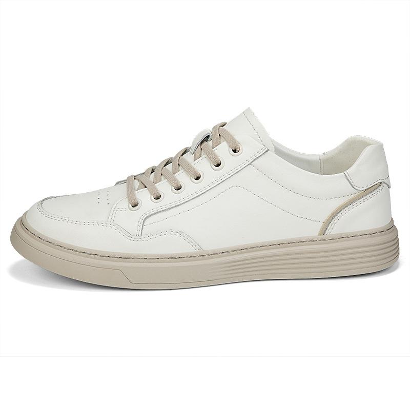 Herrenschuhe Dünne gelochte Brettschuhe Sport- und Freizeit-Lederschuhe Trend echtes Rindsleder dicksohlige atmungsaktive Hohlschuhe