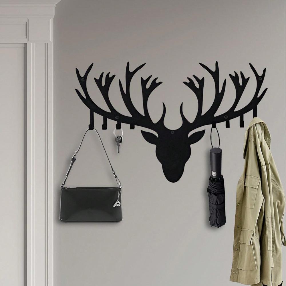 Antler Key Holder Wall Mounted Modern Metal Key Hanger Unique Deer Head Hook Creative Home Decor