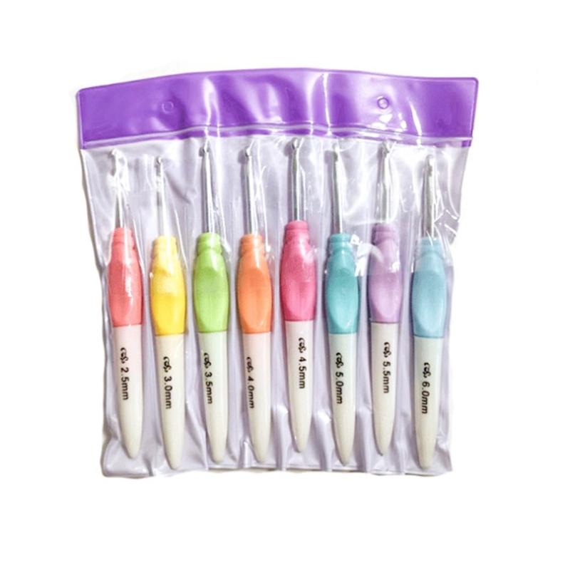 8Pcs Beginner Crochet Hook Ergonomic Crochet Hook Ergonomic Handle Crochet Hook Needle for Crocheting Craft 2.5mm-6mm