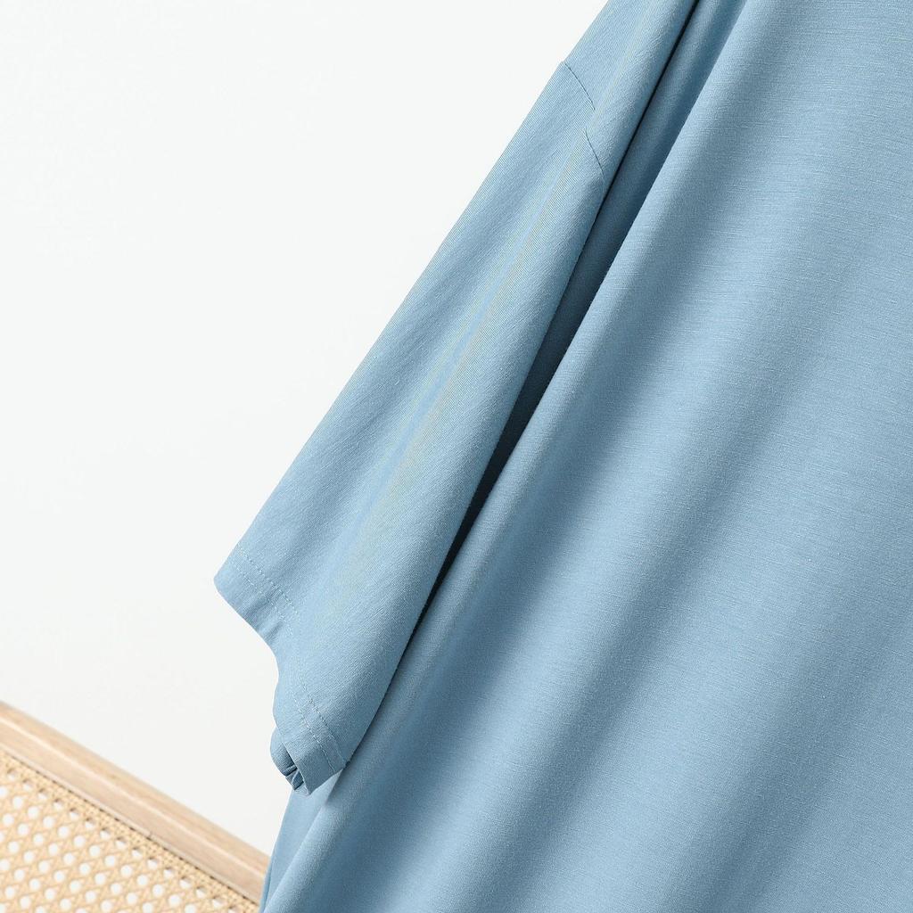 2025 Summer Women's Plus Size Cotton Thin Loose Round Neck Home Dress for Maternity