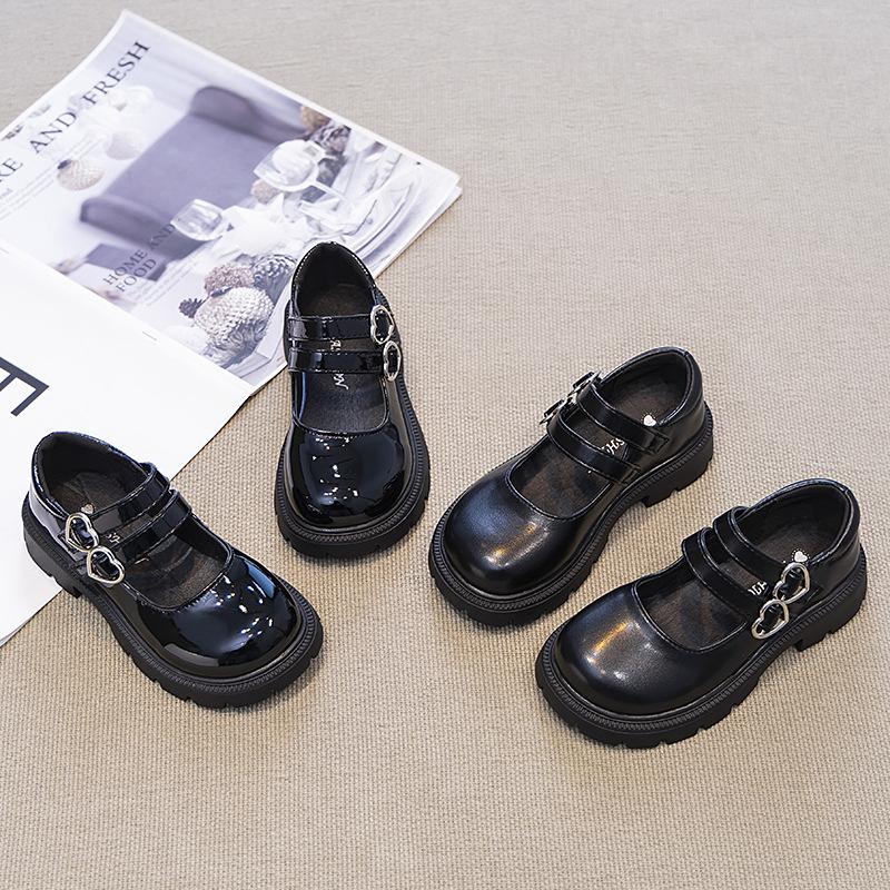 Girls' Leather Shoes 2025 Spring and Autumn New British Style Older Children's Princess Shoes Children's Black Performance Shoes Fashion Shoes