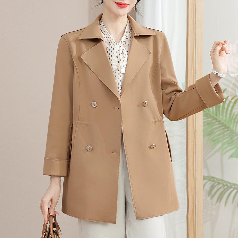 

Spring new coat lapel trench coat women s thin jacket casual top 5XL (recommended 145-80 kg) хаки