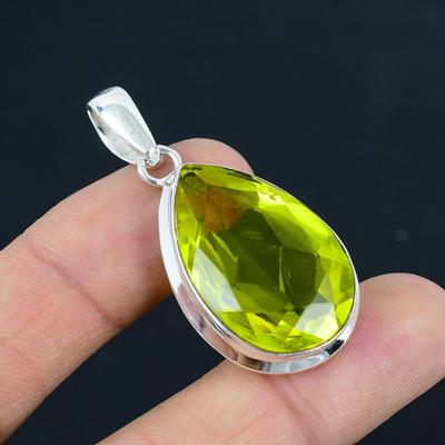Natural Faceted Peridot Gemstone Pendant, 925 Sterling Silver, Pendant Jewelry, Handmade Silver Pendant Jewelry for Gift, Easter Gift