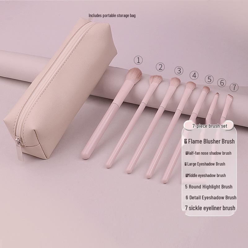 Powder Peach Makeup Brush Set: Eyeshadow, Blush, Contour, Blending, Nose Shadow, Concealer - Full Set for Beginners
