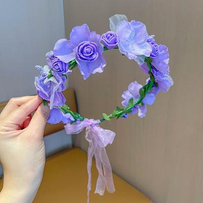 Frauen-Blumen-Haarband mit Schnürung, verstellbar, rutschfest, Prinzessinnen-Stil, Fee, Mädchen, Blumenkranz, Requisite, Braut, Hochzeit, Stirnband, Blumenkrone, Haarschmuck