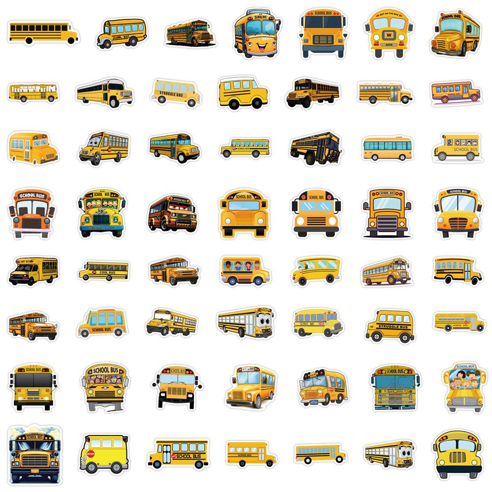 55 New School Bus Cartoon School Bus Graffiti Stickers Suitcase Mobile Phone Stickers
