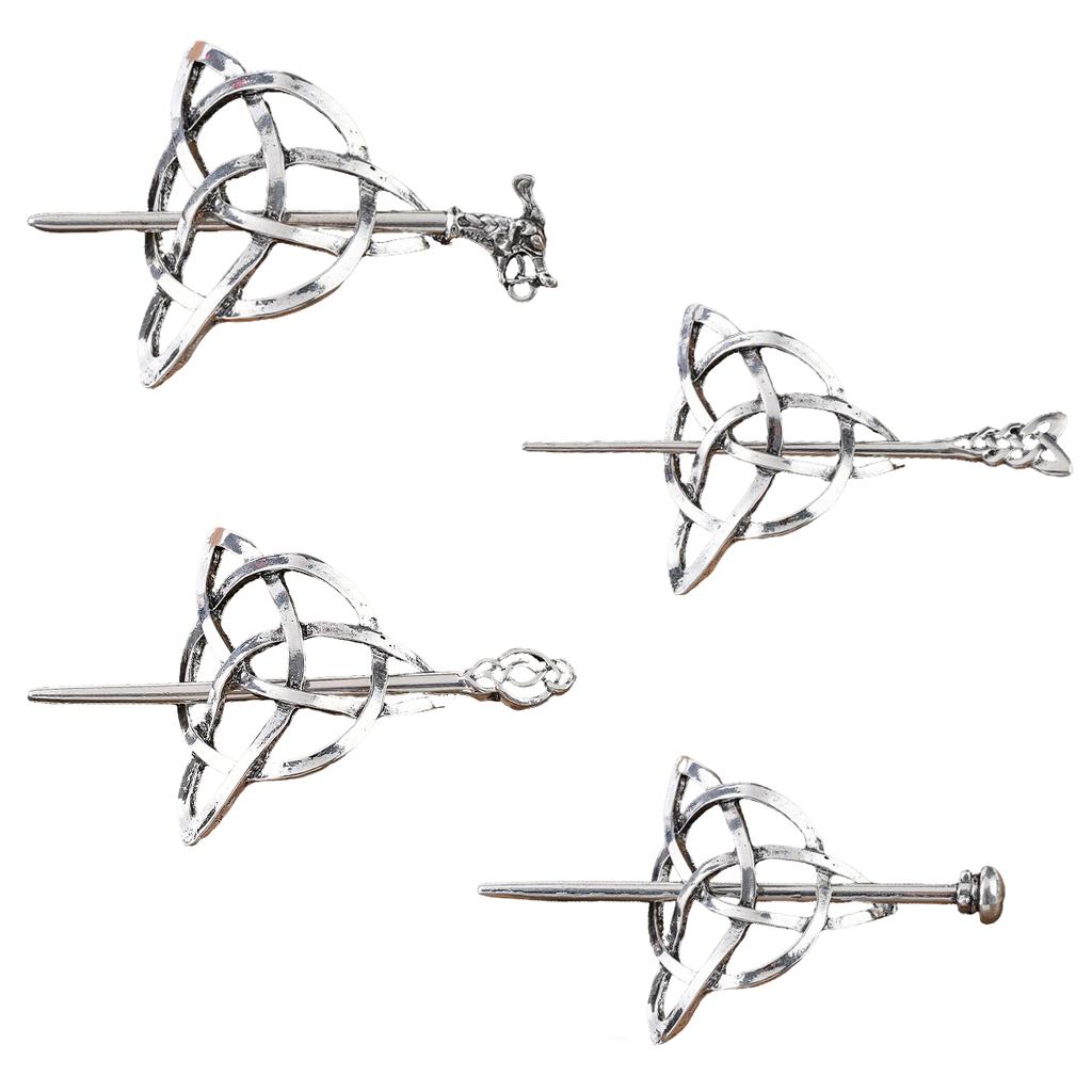 Celtic Knot Silver Hair Clips Vintage-Inspired Hair Claws for Women Symbolic Barrettes for Long Hair Braids