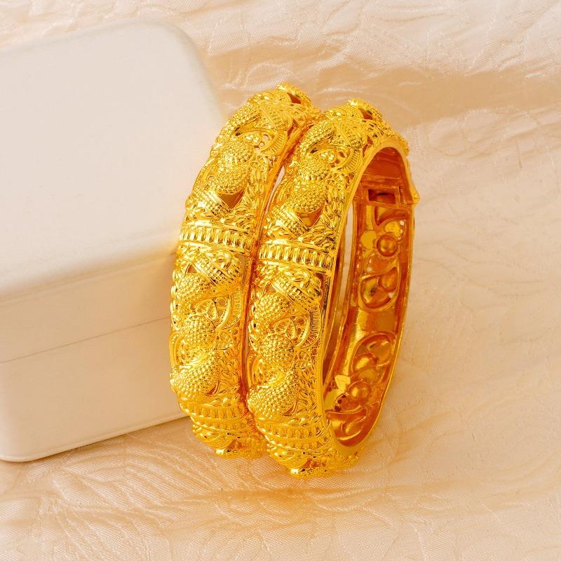 Middle East K Gold Plated Open Bracelet Ladies Light Luxury Jewelry, Gold Plated Bracelet