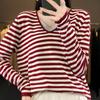 Women's Fashion Casual Stripe Print Autumn Winter Pullovers & Long Sleeves V-Neck Pullovers