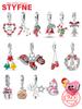 Charms Christmas Series Christmas Hat Socks Bell Snowman Copper Beads Pendant Women Original Bracelet Diy Christmas Gift