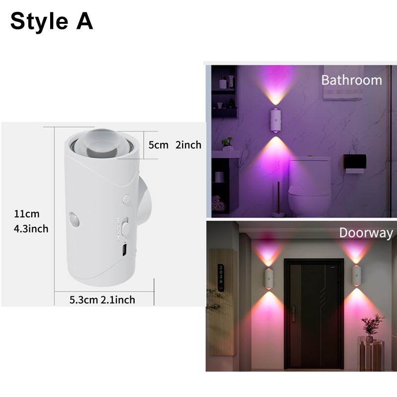 RGB Night Light LED Motion Sensor Wall Light Up and Down Lights Rechargeable Atmosphere Lights for Stair Porch Home Decorations