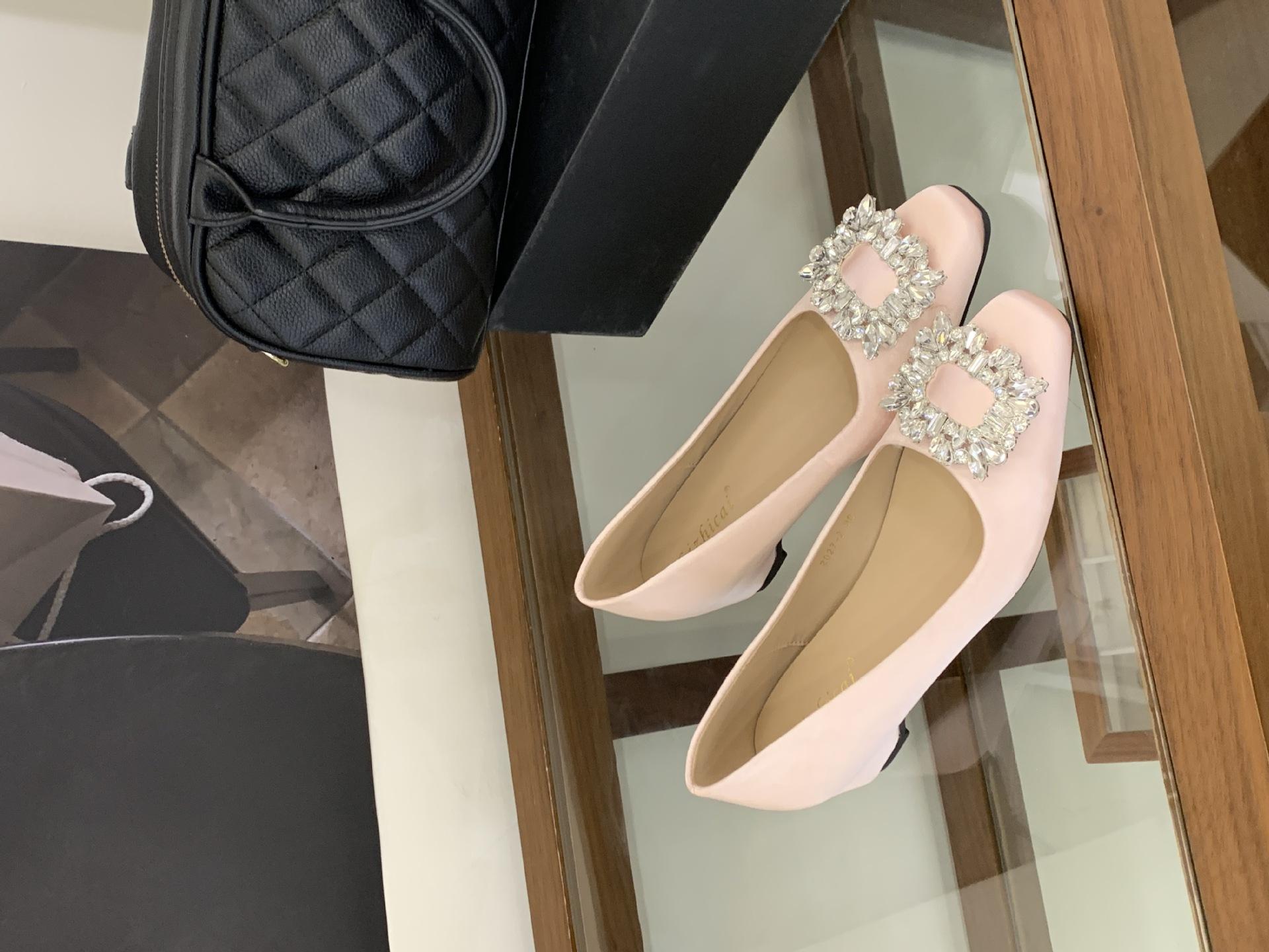 Women s Satin Square Toe Platform Rhinestone Spring Pumps - Fashionable Footwear 35