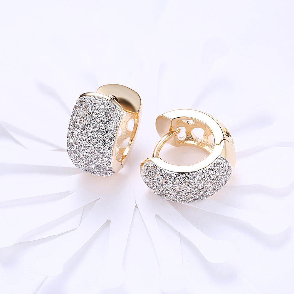 Luxury Fashion Paved Cubic Zirconia Hoop Earrings for Women Gold Color Bride Accessories Wedding Earring Valentine's Day Gift Jewelry