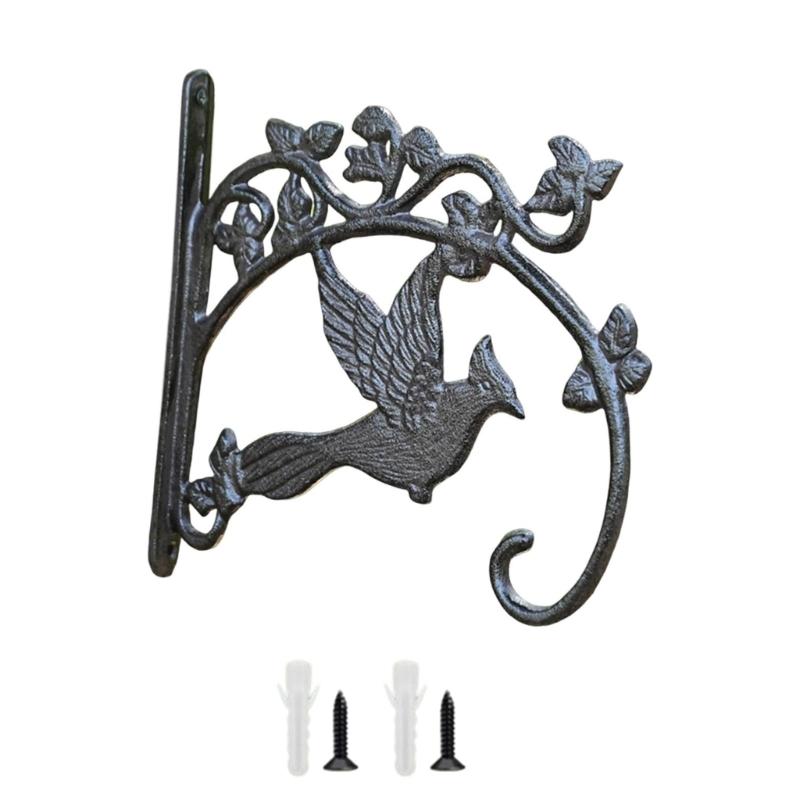 Antique Type Iron Wall Mount Hook Decorative Bird Design Strong Plant For Balcony Rustproof Durability Component