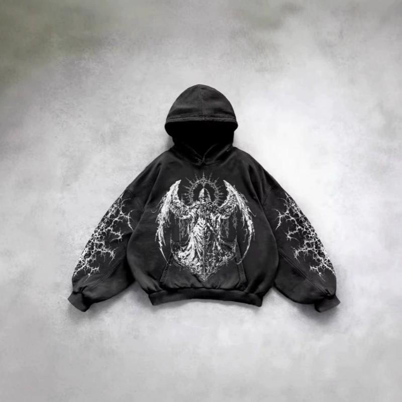 Herren Übergroßes Kapuzensweatshirt Mit 3D-Göttinnen-Print Locker Geschnitten Lässiger Langarm-Pullover