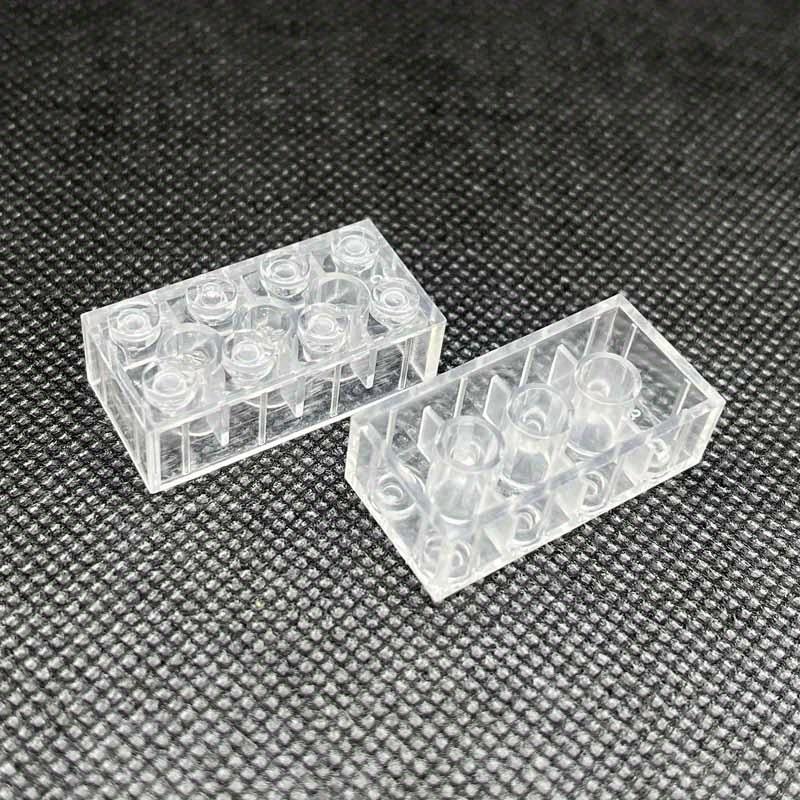 10pcs 2x4 Dots Small Particle Transparent Clear Brick Building Block Parts Toys for Children DIY House Waterfall Compatible 3001