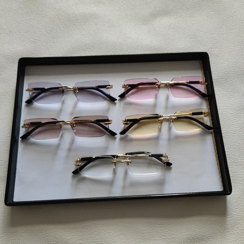 5 Pcs Rimless Rectangle Sunglasses For Men Women Fashion Simple Outdoor Accessory Sun Glasses Beach Travel Shades Eyewear
