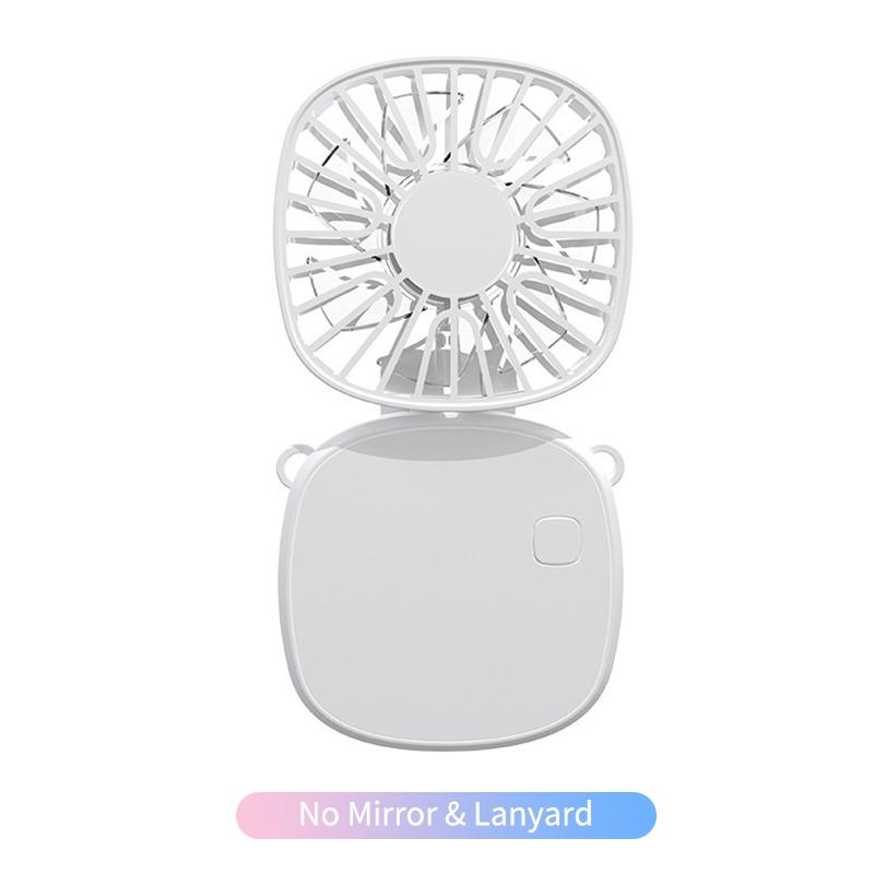Multi-functional Mini Handheld Fan With Makeup Mirror Foldable Small Electric Fan USB Rechargeable Portable Hanging Neck Fan·