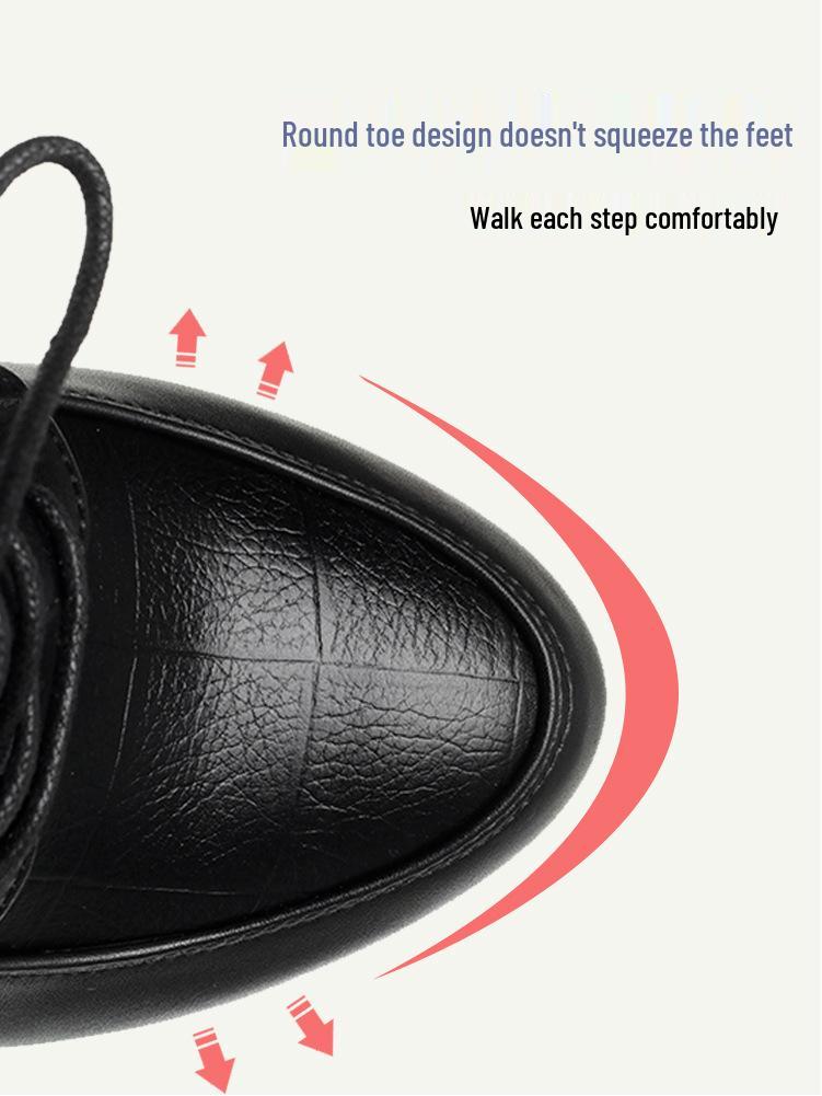 2024 Damskie Skórzane Sznurowane Buty na Wysokim Obcasie - Eleganckie, Głęboki Dekolt, na Wiosnę i Jesień, Idealne dla Kobiet w Średnim Wieku