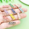 10 Colorful Enamel 2028 Year Number Charms for DIY Jewelry and Accessories