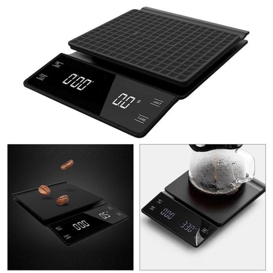 Yousheng Mini Coffee Scale with Timer 0.1G/3Kg 3 Units High Precision LCD Display Electronic Pour Over Drip Espresso Scale Kitchen Cooking Baking