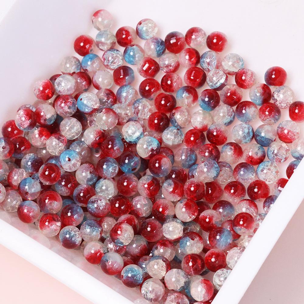 Yori 60 Piecess 10mm Dual Color Glass Loose Beads for Handmade DIY Bracelet Necklace Jewelry Making Supplies Decorative Beads
