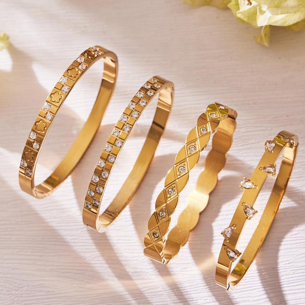 18K Gold-Plated Geometric Zirconia Water Drop Bracelet