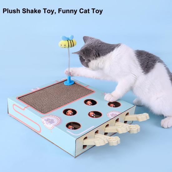 Interaktives Katzenspielzeug Wellpappe Kratzbrett Whack-a-Mole Katzenerweiterungsspielzeug für Wohnungskatzen Unterhaltung