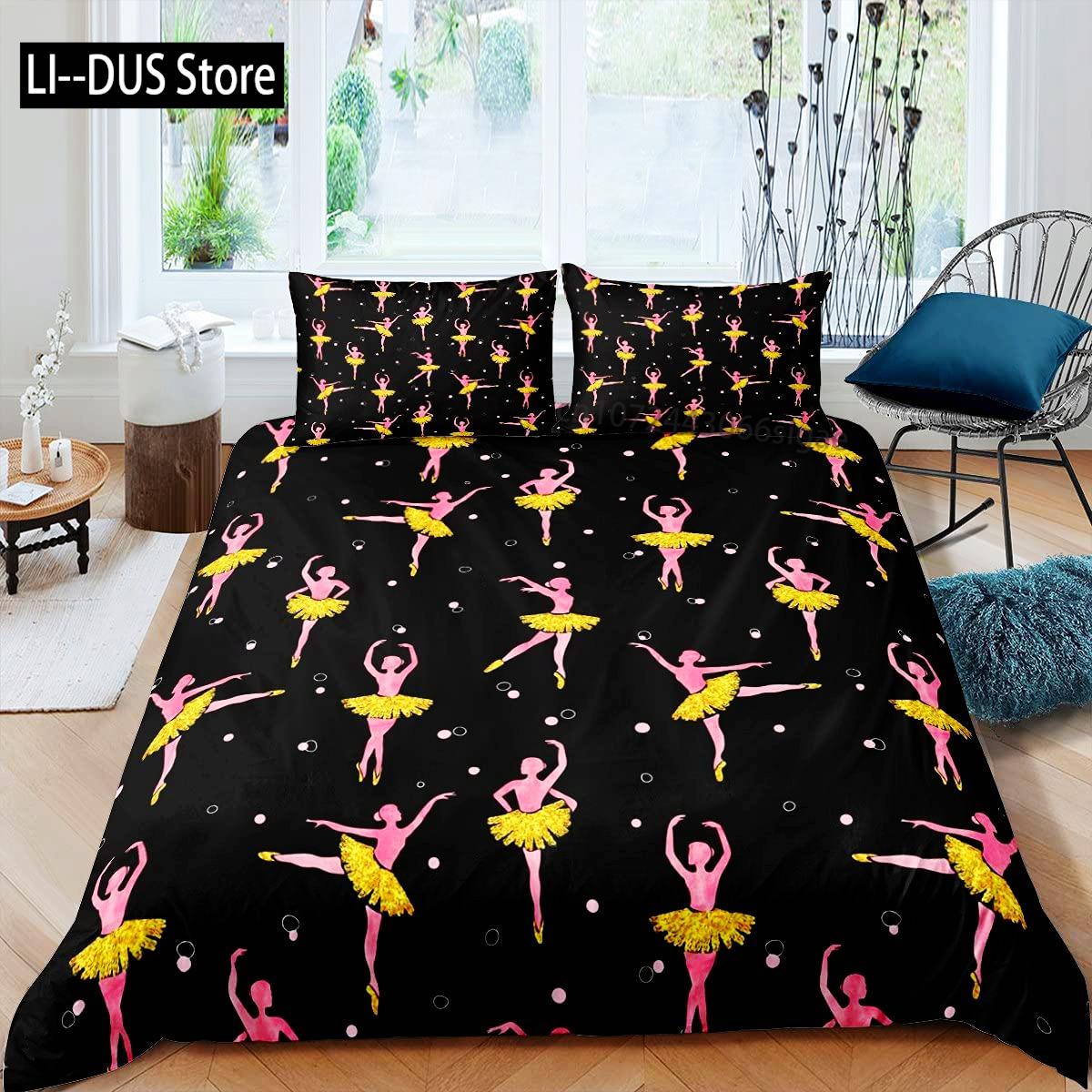 

Comforter Ballet Dancer Cartoon Dancer Girly Bedding Set Beauty Ballet Twin Queen King Microfiber Bedclothes Comforter (quilt)-EU Single(135*200cm)3pcs