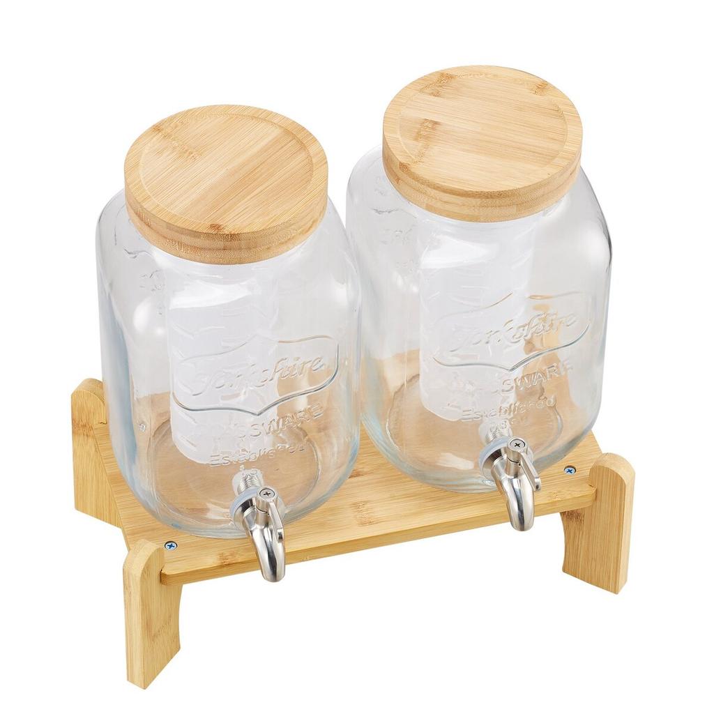 Drink Dispenser 3.8L Beverage Dispenser for Parties Glass with Stand 2PCS