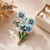 Gold Metal Lapel Pin Forget Me Not Flower Brooch Alloy Blue Floral Pin Memorial Enamel Artistic Clothing Accessory Brooch for Coat