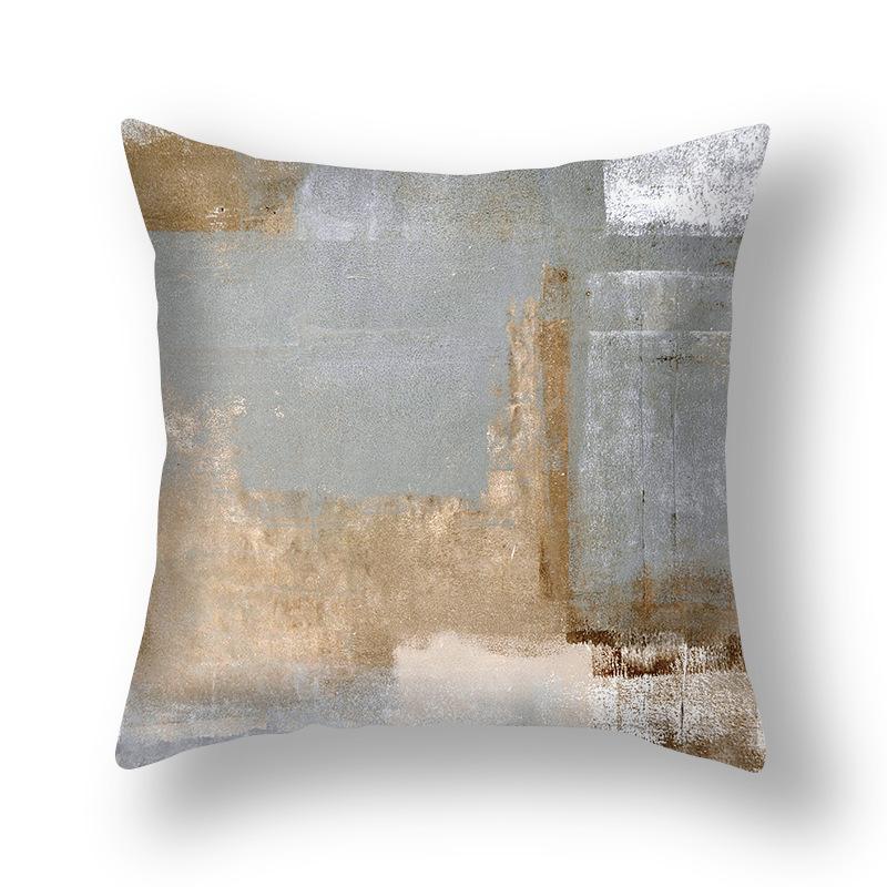 Ins Style Contrast Color Pillow Cover Polyester Printing Simple Versatile Sofa Pillow Living Room Decoration Chair Cushion