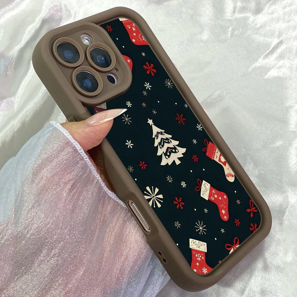 JT166 Christmas Tree Stocking Gifts for iPhone 17 16 15 Pro Max Samsung S26 S25 Ultra A17 A16 A07 A56 Xiaomi 15T Redmi 15c 14C Note 14 Soft TPU Case