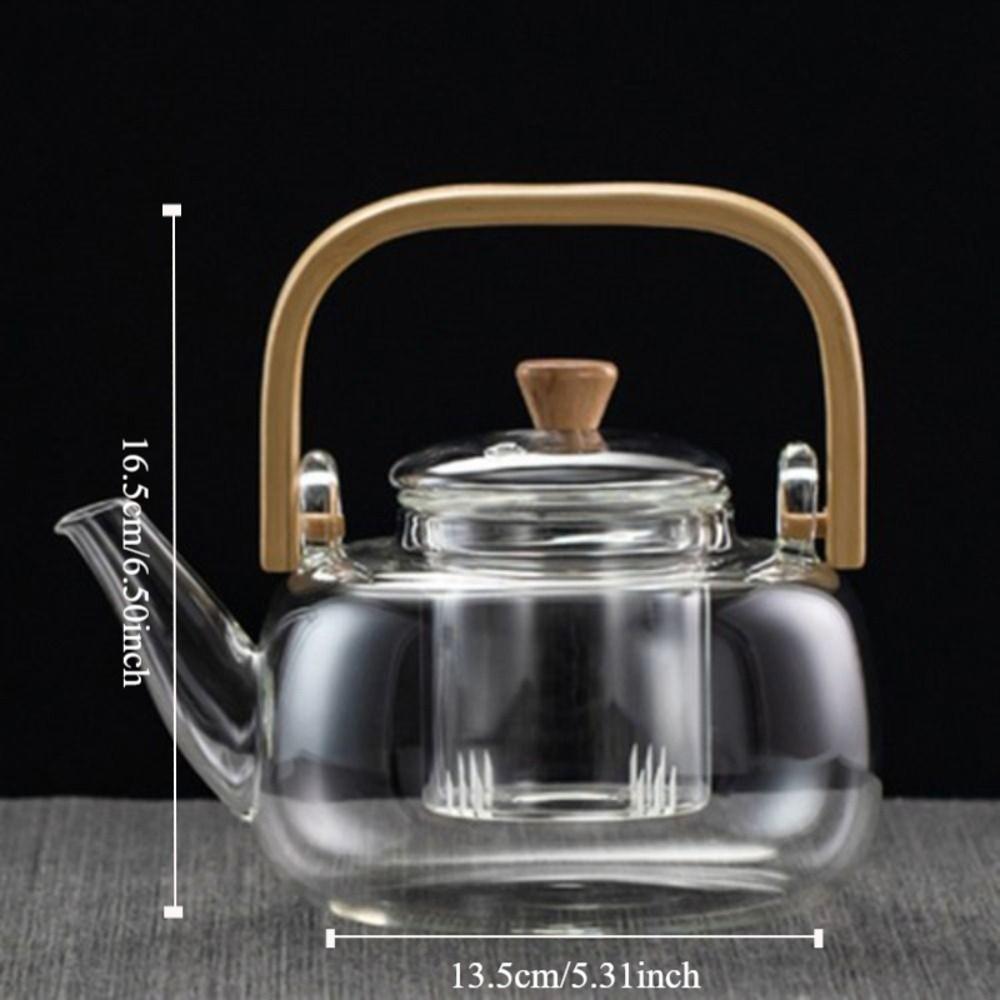 Transparent Glass Tea Pot 1000ml Flower Tea Kettle Fluent Japanese Style Teapot  Home Use