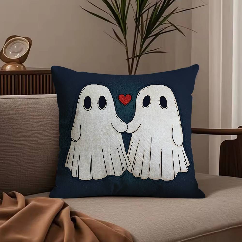 Anime Söt G-Spöke Par Kuddfodral Dammkvalsterfritt Kuddfodral Dold dragkedja Silkeslen kort plysch Soffkuddeöverdrag