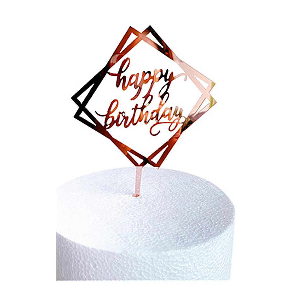 Happy Birthday Cake Topper Cake Acrylic Rose Gold Topper Birthday Party Decoration